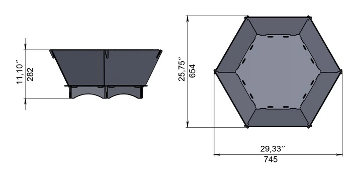 Selected custom fire pit dimension drawing