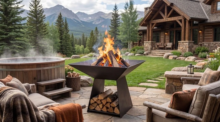 Square high custom steel fire pit
